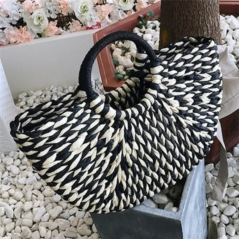 Sac de plage en paille Banana Moon