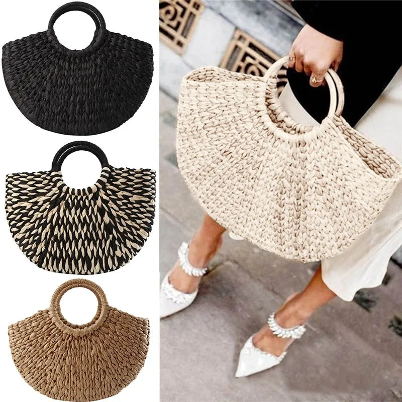 Sac de plage en paille Banana Moon