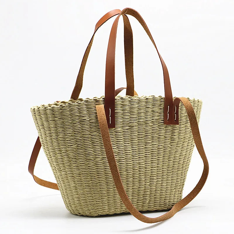 Sac de plage en paille rond