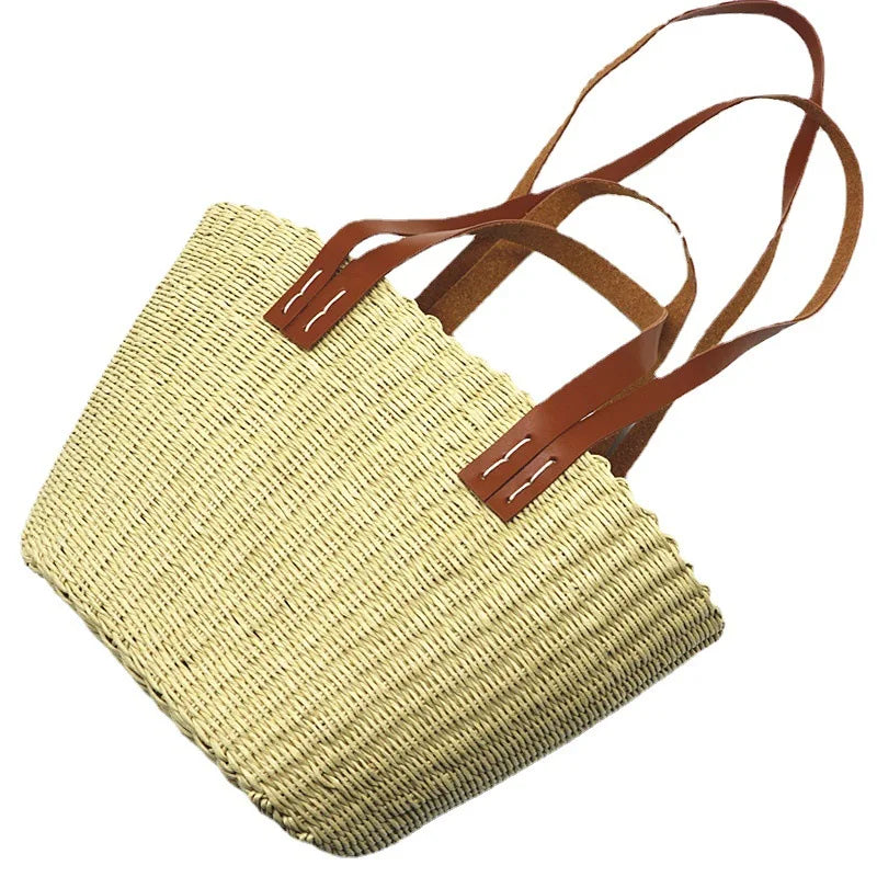 Sac de plage en paille rond