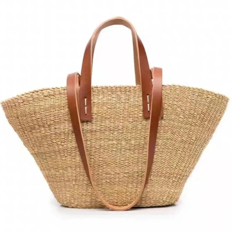 Sac de plage en paille rond