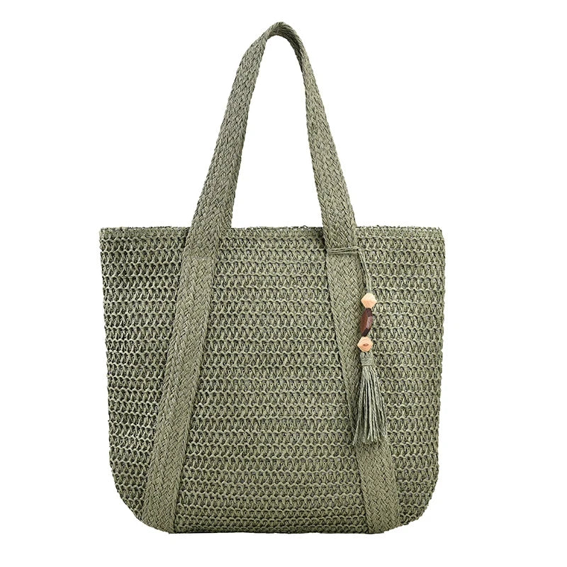 grand sac de plage naturel en paille